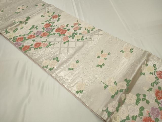 平和屋着物◎六通柄袋帯 唐織 籬花文 銀糸 正絹 逸品 CAAU7702in