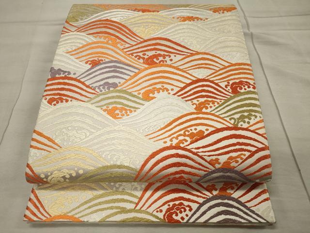 平和屋着物◎六通柄袋帯 唐織 献上錦 立波文 正絹 逸品 CAAU7724in