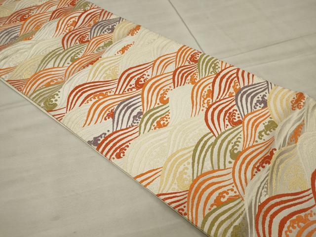 平和屋着物◎六通柄袋帯 唐織 献上錦 立波文 正絹 逸品 CAAU7724in