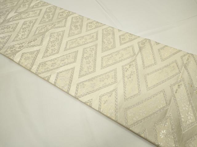 平和屋着物◎六通柄袋帯　檜垣花唐草文　銀糸　正絹　逸品　CAAU7726in