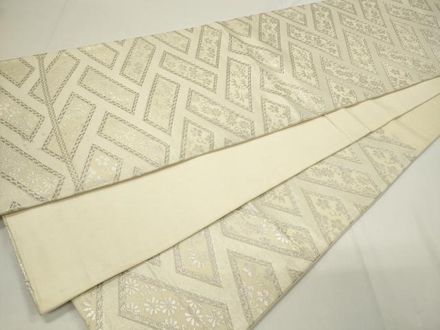 平和屋着物◎六通柄袋帯　檜垣花唐草文　銀糸　正絹　逸品　CAAU7726in