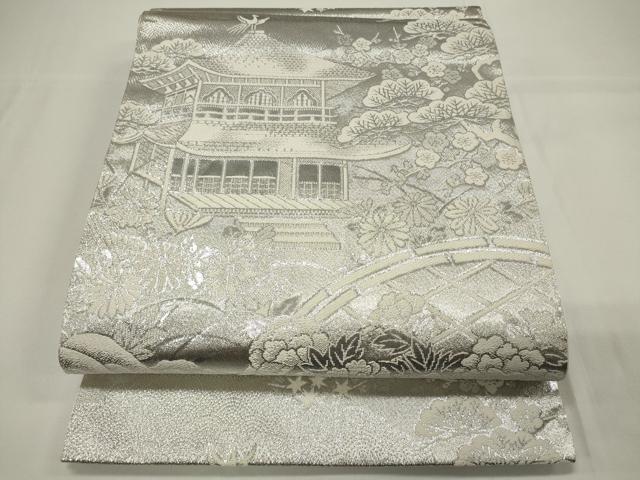 平和屋着物◎六通柄袋帯 風景文 銀糸 正絹 逸品 CAAU7734in