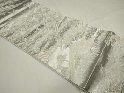 平和屋着物◎六通柄袋帯 風景文 銀糸 正絹 逸品 CAAU7734in