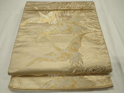平和屋着物◎六通柄袋帯 流水飛鶴文 金糸 正絹 逸品 CAAU7742in