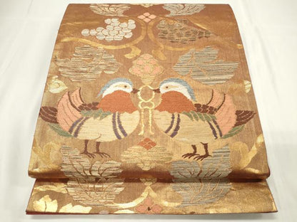 平和屋着物◎六通柄袋帯 唐織 作家物 花鳥華紋 金糸 正絹 逸品 CAAU7744in