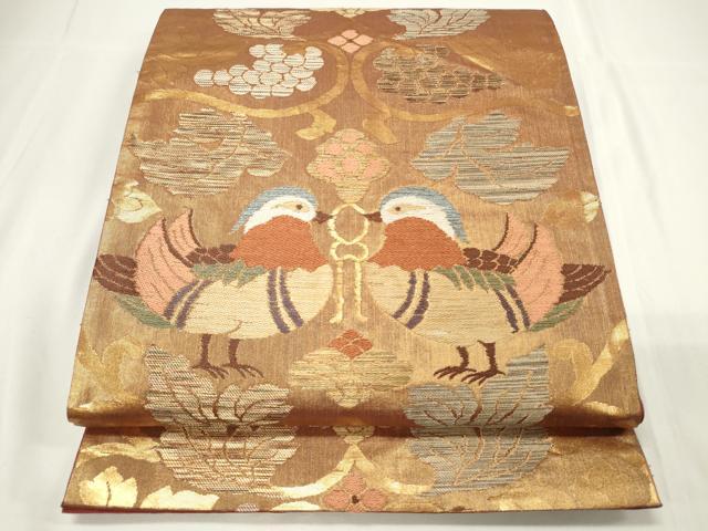 平和屋着物◎六通柄袋帯 唐織 作家物 花鳥華紋 金糸 正絹 逸品 CAAU7744in