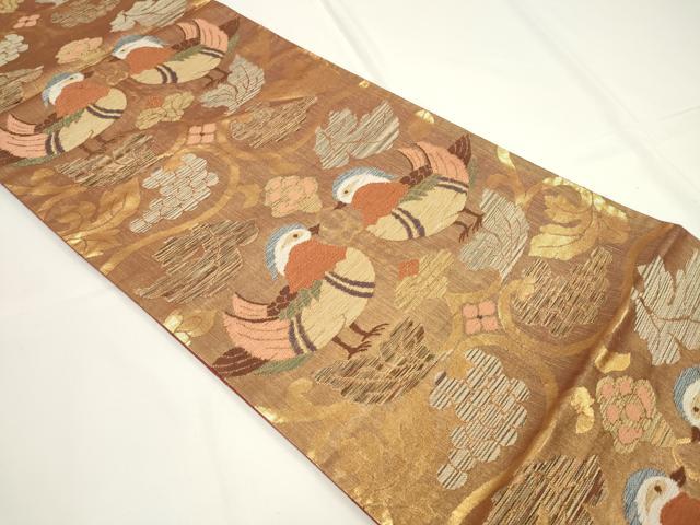 平和屋着物◎六通柄袋帯 唐織 作家物 花鳥華紋 金糸 正絹 逸品 CAAU7744in