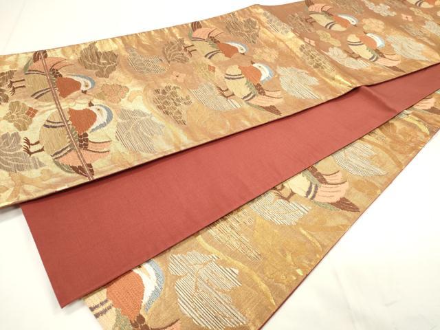 平和屋着物◎六通柄袋帯 唐織 作家物 花鳥華紋 金糸 正絹 逸品 CAAU7744in
