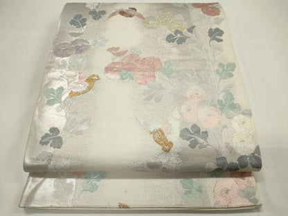 平和屋着物◎六通柄袋帯 花鳥文 金銀糸 正絹 逸品 CAAU7747in