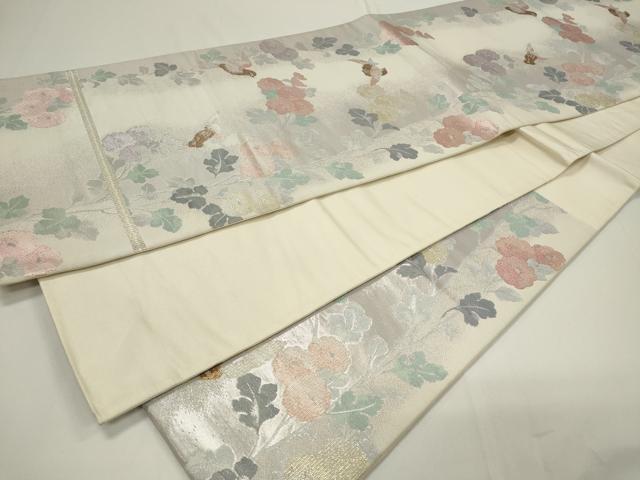 平和屋着物◎六通柄袋帯 花鳥文 金銀糸 正絹 逸品 CAAU7747in