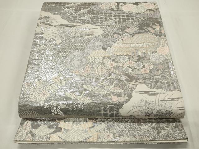 平和屋着物◎六通柄袋帯 長谷乃庭園 九百プラチナ二重箔 正絹 逸品 CAAU7764in