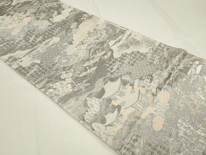 平和屋着物◎六通柄袋帯 長谷乃庭園 九百プラチナ二重箔 正絹 逸品 CAAU7764in