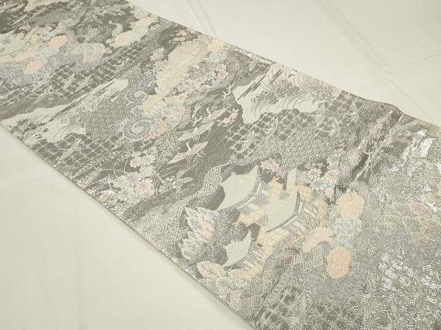平和屋着物◎六通柄袋帯 長谷乃庭園 九百プラチナ二重箔 正絹 逸品 CAAU7764in
