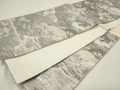 平和屋着物◎六通柄袋帯 長谷乃庭園 九百プラチナ二重箔 正絹 逸品 CAAU7764in