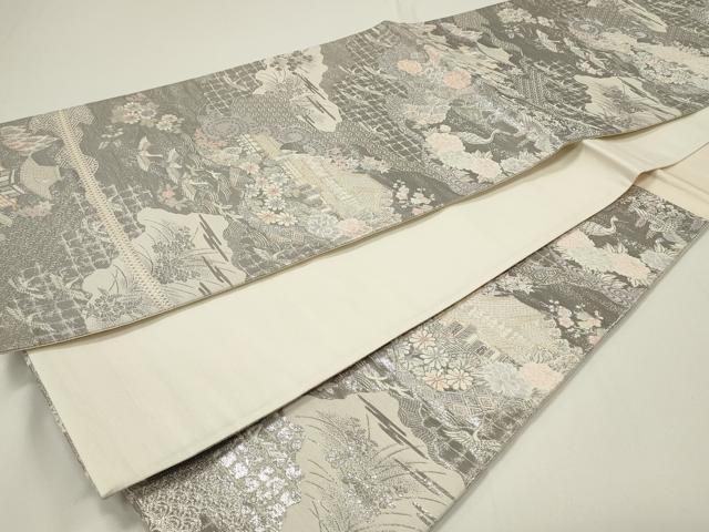 平和屋着物◎六通柄袋帯 長谷乃庭園 九百プラチナ二重箔 正絹 逸品 CAAU7764in