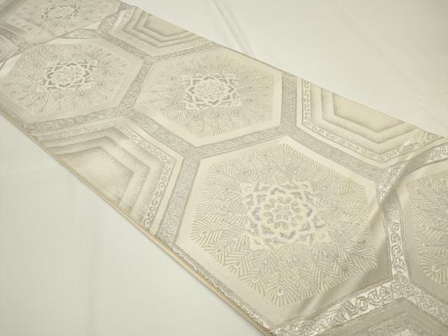 平和屋着物◎六通柄袋帯 唐織 孔雀羽花文 オロール箔 正絹 逸品 CAAU7772in