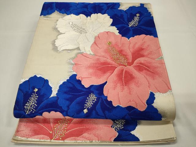 平和屋着物◎六通柄袋帯 唐織 草花文 金銀糸 正絹 逸品 CAAU7776in