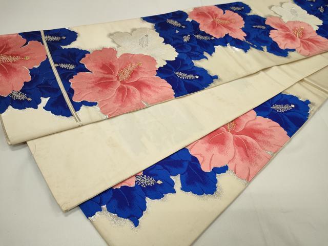 平和屋着物◎六通柄袋帯 唐織 草花文 金銀糸 正絹 逸品 CAAU7776in