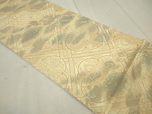 平和屋着物◎六通柄袋帯 天井正倉院花文 金糸 正絹 逸品 CAAU7992in