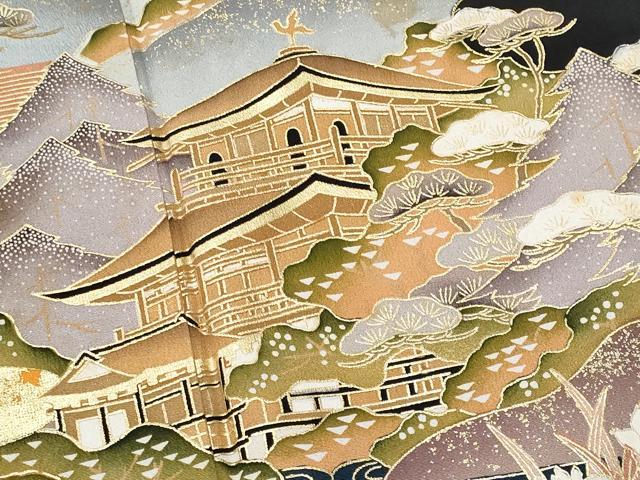 平和屋着物■豪華黒留袖　名所風景文　金彩　正絹　逸品　CAAU8253fb