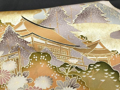 平和屋着物■豪華黒留袖　名所風景文　金彩　正絹　逸品　CAAU8253fb