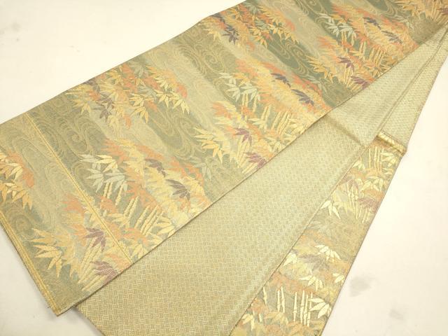 平和屋着物◎佐賀錦 六通柄袋帯 流水笹竹文 金糸 正絹 逸品 CAAU8414ft