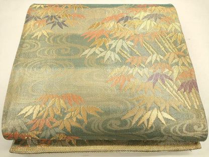 平和屋着物◎佐賀錦 六通柄袋帯 流水笹竹文 金糸 正絹 逸品 CAAU8414ft