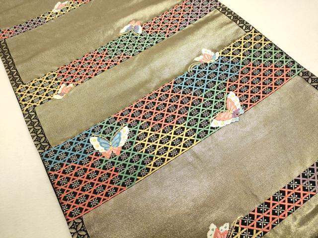 平和屋着物◎六通柄袋帯 唐織 横段舞文 黒地 金銀糸 引箔 正絹 逸品 CAAU8449ft
