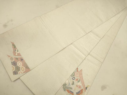 平和屋着物◎太鼓柄袋帯　綴れ　飛鶴吉祥花文　金銀糸　正絹　逸品　CAAU8487ft
