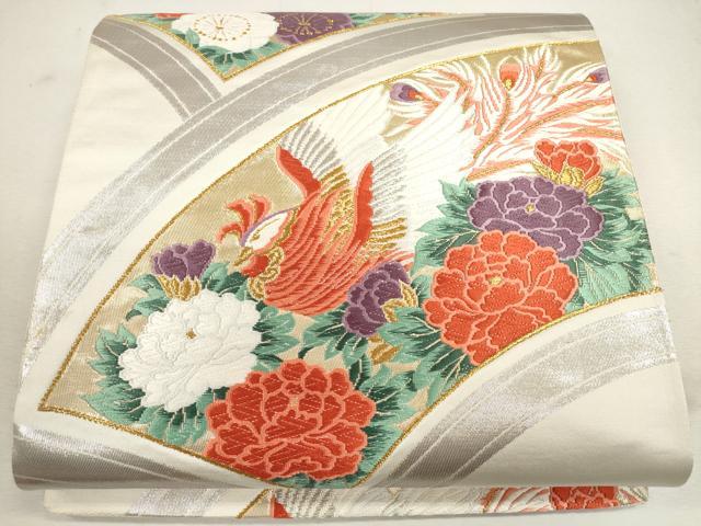 平和屋着物◎六通柄袋帯　唐織　花鳥文　金銀糸　正絹　逸品　CAAU8499ft