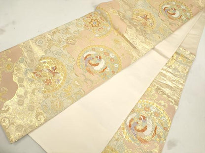 平和屋着物◎六通柄袋帯 鳳凰花丸文 正絹 逸品 CAAU8501ft