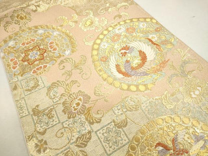 平和屋着物◎六通柄袋帯 鳳凰花丸文 正絹 逸品 CAAU8501ft