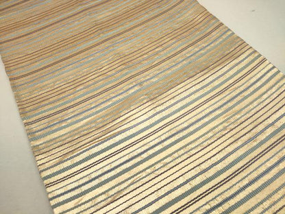 平和屋着物◎全通柄袋帯 横縞 金糸 正絹 逸品 CAAU8516ft