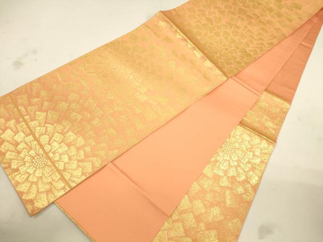 平和屋着物◎六通柄袋帯 幾何学花文 金糸 正絹 逸品 CAAU8532ft