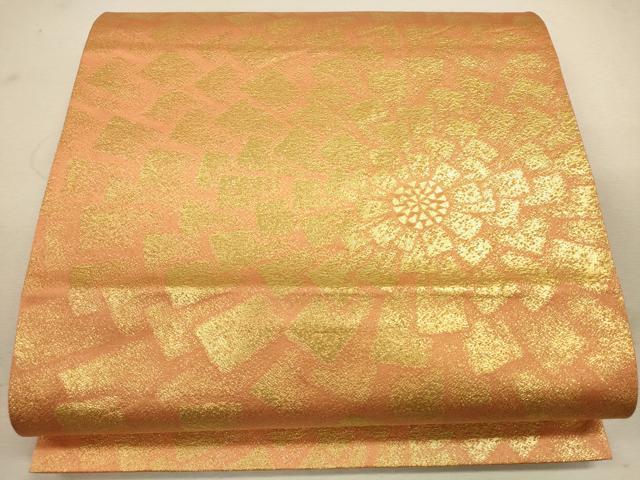 平和屋着物◎六通柄袋帯 幾何学花文 金糸 正絹 逸品 CAAU8532ft