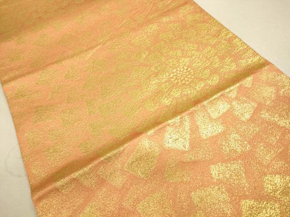 平和屋着物◎六通柄袋帯 幾何学花文 金糸 正絹 逸品 CAAU8532ft