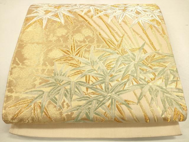 平和屋着物◎六通柄袋帯 唐織 笹竹文 金銀糸 正絹 逸品 CAAU8571ft