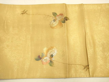 平和屋着物◎太鼓柄袋帯 螺鈿 草花文 金彩 引箔 正絹 逸品 CAAU8576ft