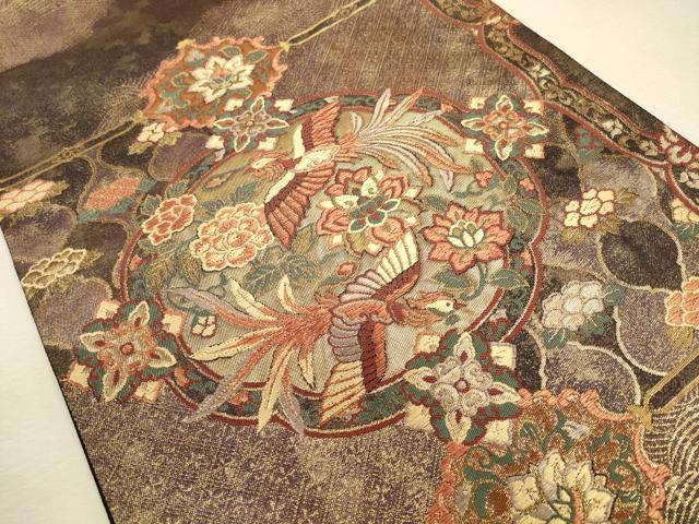 平和屋着物◎六通柄袋帯 横段草花文 正絹 逸品 CAAU8614ft