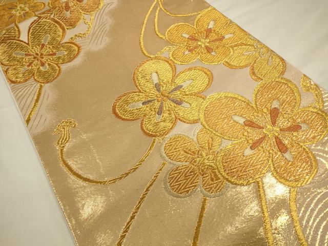 平和屋着物◎六通柄袋帯　舞花文　金糸　正絹　逸品　CAAU8717ft