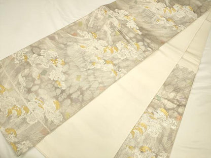 平和屋着物◎六通柄袋帯 古都の四季 荒波文 錦引箔 正絹 逸品 CAAU8768ft