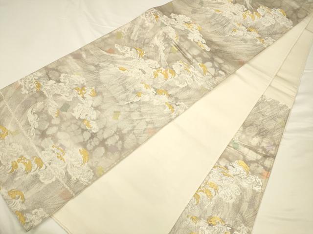 平和屋着物◎六通柄袋帯 古都の四季 荒波文 錦引箔 正絹 逸品 CAAU8768ft