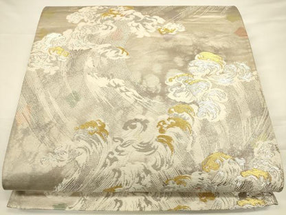 平和屋着物◎六通柄袋帯 古都の四季 荒波文 錦引箔 正絹 逸品 CAAU8768ft