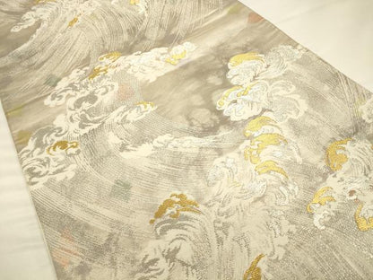平和屋着物◎六通柄袋帯 古都の四季 荒波文 錦引箔 正絹 逸品 CAAU8768ft