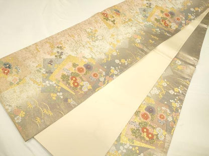 平和屋着物◎六通柄袋帯　寿宝色紙文　金糸　引箔　正絹　逸品　CAAU8778ft