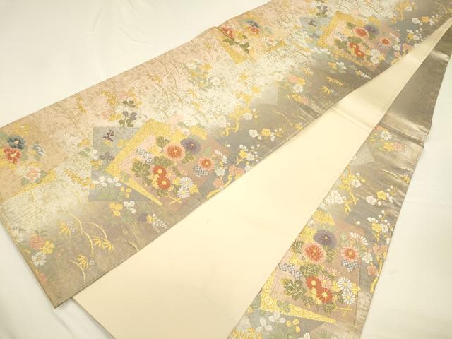 平和屋着物◎六通柄袋帯　寿宝色紙文　金糸　引箔　正絹　逸品　CAAU8778ft