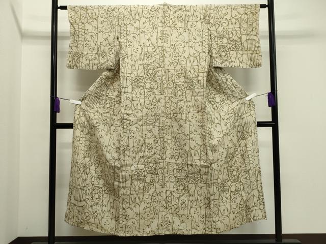 平和屋着物▽上質な小紋 単衣 吉祥花唐草文 CAAU8828gh