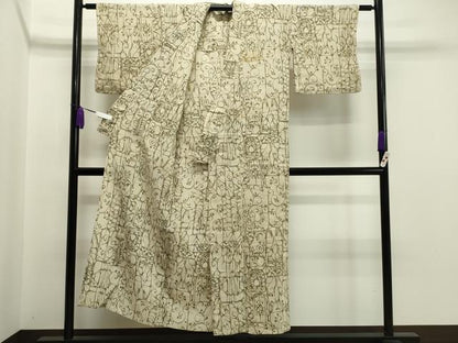 平和屋着物▽上質な小紋 単衣 吉祥花唐草文 CAAU8828gh