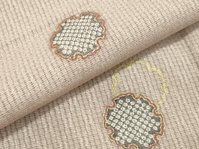 平和屋着物＊夏物 小紋 紗 雪輪重ね文 金彩 正絹 逸品 CAAU8857gh