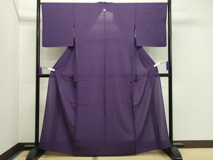 平和屋着物＊夏物　色無地　絽　葡萄色　正絹　逸品　CAAU8929gh